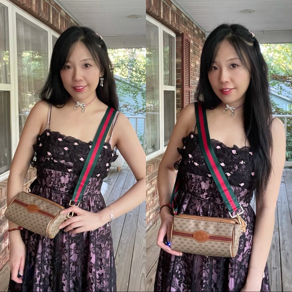 Gucci Handbags - 🌸SALE🌸Auth💚GUCCI GG Monogram Supreme VTG Web Crossbody Pouch Pochette/Clutch✨